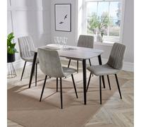 Core Products Aspen Grey-Oak Effect Rectangular Dining Table & 4 Stitch Chairs Set in Light Grey Core Products Light Grey