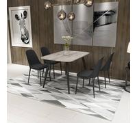 Core Products Aspen Grey Oak Rect Table & 4 Black Duo Chair Dining Set, Grey