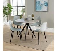 Core Products Aspen Grey Oak Effect Round Dining Table with 4 Curve Chairs - Set Core Products Grey