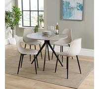 Core Products Aspen Grey Oak Effect Round Dining Table with 4 Curve Chairs - Set in Beige Core Products Beige