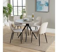 Core Products Aspen Grey Oak Effect Round Dining Table with 4 Duo Chairs - Set in Beige Core Products Beige