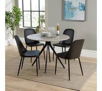 Core Products Aspen Grey Oak Effect Round Dining Table with 4 Duo Chairs - Set in Black Core Products Black
