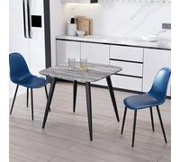Core Products Aspen Grey Oak Effect Square Dining Table with 2 Curve Chairs - Set in Blue Core Products Blue
