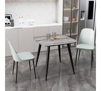 Core Products Aspen Grey Oak Effect Square Dining Table with 2 Duo Chairs - Set Core Products Grey