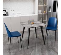 Core Products Aspen Grey Oak Effect Square Dining Table with 2 Duo Chairs - Set in Blue Core Products Blue