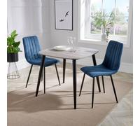 Core Products Aspen Grey Oak Effect Square Dining Table with 2 Straight Chairs - Set in Blue Core Products Blue