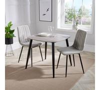 Core Products Aspen Grey Oak Effect Square Dining Table with 2 Straight Chairs - Set in Light Grey Core Products Light Grey