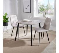 Core Products Aspen Grey Oak Effect Square Dining Table with 2 Straight Chairs - Set in Natural Core Products Natural