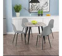 Core Products Aspen Grey Oak Effect Square Dining Table with 4 Curve Chairs - Set Core Products Grey