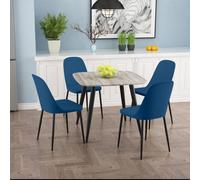 Core Products Aspen Grey Oak Effect Square Dining Table with 4 Duo Chairs - Set in Blue Core Products Blue