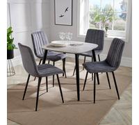 Core Products Aspen Grey Oak Effect Square Dining Table with 4 Fabric Chairs - Set Core Products Grey