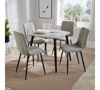 Core Products Aspen Grey Oak Effect Square Dining Table with 4 Fabric Chairs - Set in Light Grey Core Products Light Grey