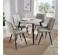 Core Products Aspen Grey Oak Effect Square Dining Table with 4 Fabric Chairs - Set in Light Grey Core Products Light Grey