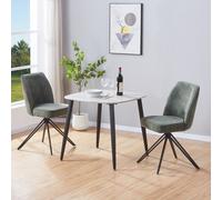 Core Products Aspen Grey Oak Square Table with 2 Swivel Fabric Dining Chairs Set in Green Core Products Green