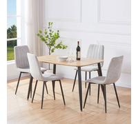 Core Products Aspen Light Oak Dining Table with 4 Straight Stitch Chairs, Dining Set in Grey Core Products Grey