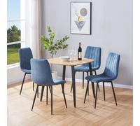 Core Products Aspen Light Oak Effect Dining Table with 4 Straight Stitch Chairs Set in Blue Core Products Blue