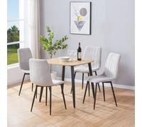 Core Products Aspen Light Oak Effect Dining Table with 4 Straight Stitch Chairs Set in Light Grey Core Products Light Grey