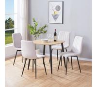 Core Products Aspen Light Oak Effect Dining Table with 4 Straight Stitch Chairs Set in White Core Products White