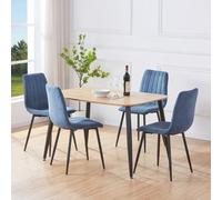 Core Products Aspen Light Oak Rectangular Dining Table With 4 Straight Stitch Upholstered Fabric Chairs - Modern Dining Set - Brown, Brown