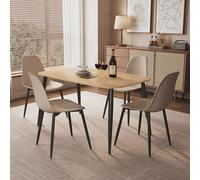 Core Products Aspen Light Oak Rectangle Table & 4 Calico Curve Chair Dining Set