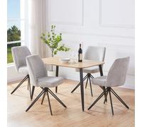 Core Products Aspen Light Oak Rectangular Dining Table with 4 Swivel Chairs Set in Grey Core Products Grey