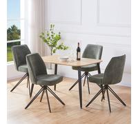 Core Products Aspen Light Oak Rectangular Dining Table with 4 Swivel Chairs Set in Green Core Products Green