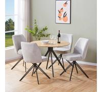 Core Products Aspen Light Oak Round Dining Table with 4 Swivel Fabric Chairs Set in Grey Core Products Grey