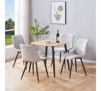 Core Products Aspen Light Oak Square Dining Table with 4 Diamond Stitch Chairs - Set in Grey Core Products Grey