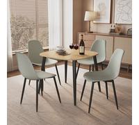 Core Products Aspen Light Oak Square Table & 4 Grey Curve Chair Dining Set
