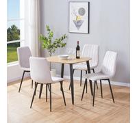 Core Products Aspen Light Oak Effect Dining Table with 4 Straight Stitch Chairs Set in White Core Products White