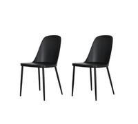 Core Products Aspen Duo Chair Black Plastic Seat with Black Metal Legs Pair, Black