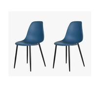 Core Products Aspen Pair Of Blue Curve Dining Chairs - Plastic Seat With Black Metal Legs