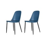 Core Products Aspen Duo Chair Blue Plastic Seat with Black Metal Legs Pair