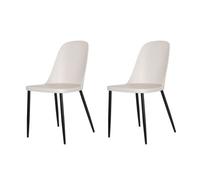 Core Products Aspen Duo Chair Calico Plastic Seat with Black Metal Legs Pair, Cream