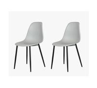 Aspen Curve Chair Light Grey Plastic Seat with Black Metal Legs Pair, Grey