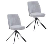 Core Products Aspen Pair Of Light Grey Cord Swivel Dining Chairs - Upholstered Seat With Black Metal Legs