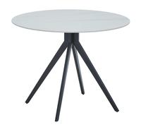 Core Products Round Dining Table With Gloss White Sintered Stone Table Top And Black Pedestal Leg, White