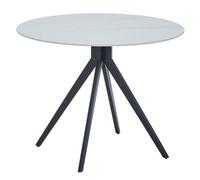 Round Table, Light Oak Effect Top With Black Pedestal Leg Core Products White 100cm x 100cm