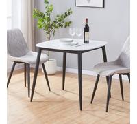 Square Table, White Sintered Stone Top With Black Tapered Legs - H73cm x W80cm x D80cm Core Products White 80cm x 80cm