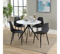 Core Products Aspen White Round Dining Table with 4 Plastic Curve Chairs - Set in Black Core Products Black