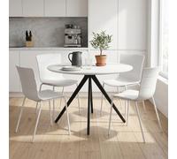 Core Products Aspen White 100Cm Round Table And 4 Bali White Moulded Plastic Chairs