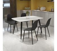 Core Products Aspen White Rectangular Dining Table & Four Curve Chairs Set in Black Core Products Black