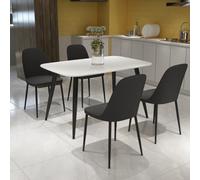 Core Products Aspen White Rect Table & 4 Black Duo Chair Dining Set, White