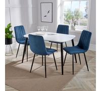 Core Products Aspen White Rectangular Dining Table & Four Stitch Chairs Set in Blue Core Products Blue