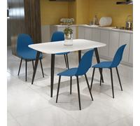 Core Products Aspen White Rectangular Dining Table & Four Curve Chairs Set in Blue Core Products Blue