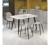 Core Products Aspen White Rect Table & 4 Calico Curve Chair Dining Set, White