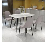 Core Products Aspen White Rect Table & 4 Calico Duo Chair Dining Set, White