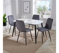 Core Products Aspen White Rectangular Dining Table & Four Stitch Chairs Set in Grey Core Products Grey