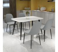 Core Products Aspen White Rect Table & 4 Grey Duo Chair Dining Set, White