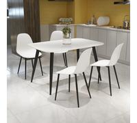 Core Products Aspen White 120Cm Rectangular Dining Table With 4 White Plastic Curve Design Chairs
